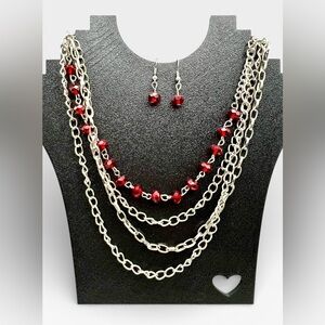 Layered Necklace & Earrings Set